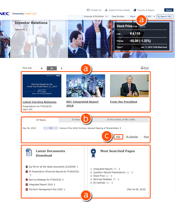 IR top page