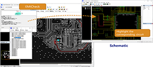 Cross Probing between EMI Check and Schematic