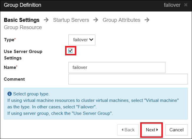 Use Server Group Settings
