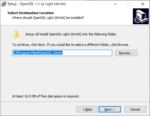 InstallingOpenSSLSelectDirectory