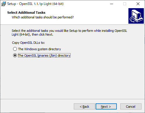 InstallingOpenSSLSelectAdditionalTasks