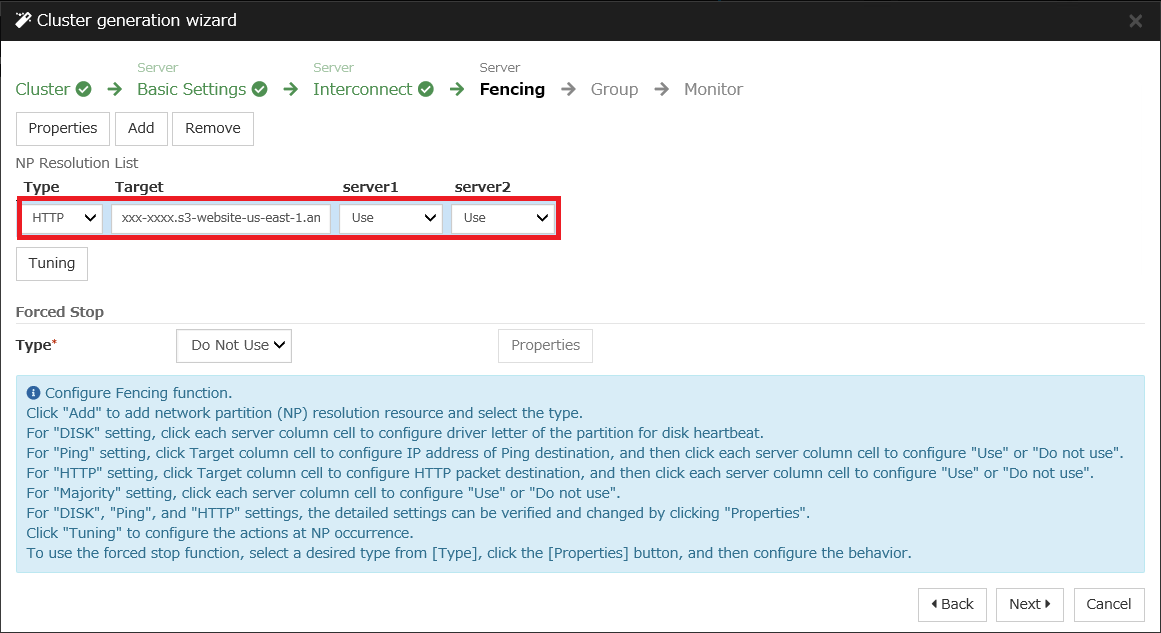 Setting of HTTP NP Resolution 01