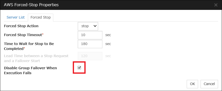 Setting for Forced Stop resource 04