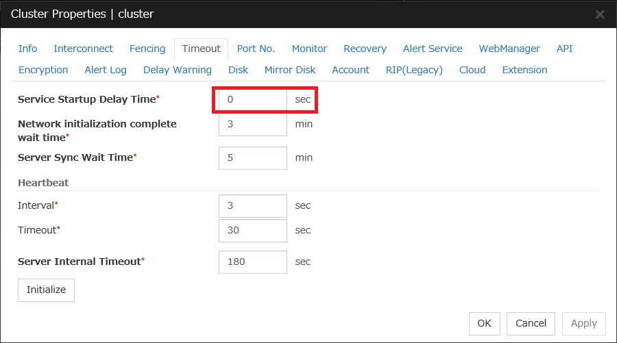 Specifying the Service Startup Time Delay