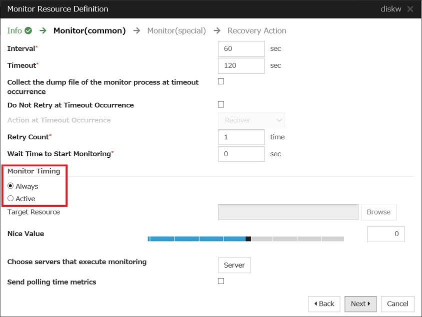 Disk monitor resource settings1