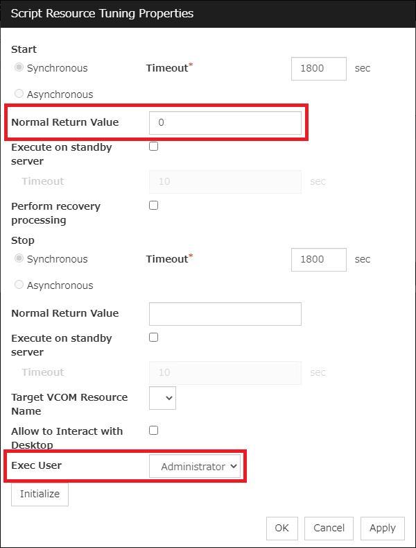 Script Resource Tuning Properties