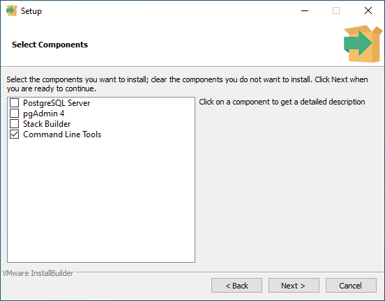 PostgreSQL Setup Screen
