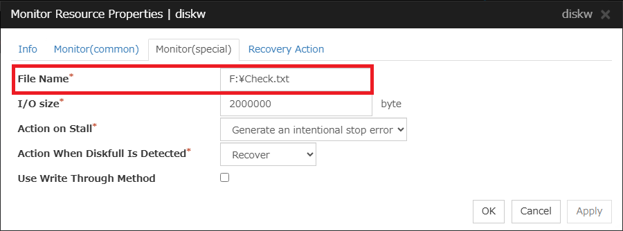 Disk RW monitor resource