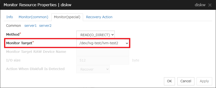 Disk monitor resource