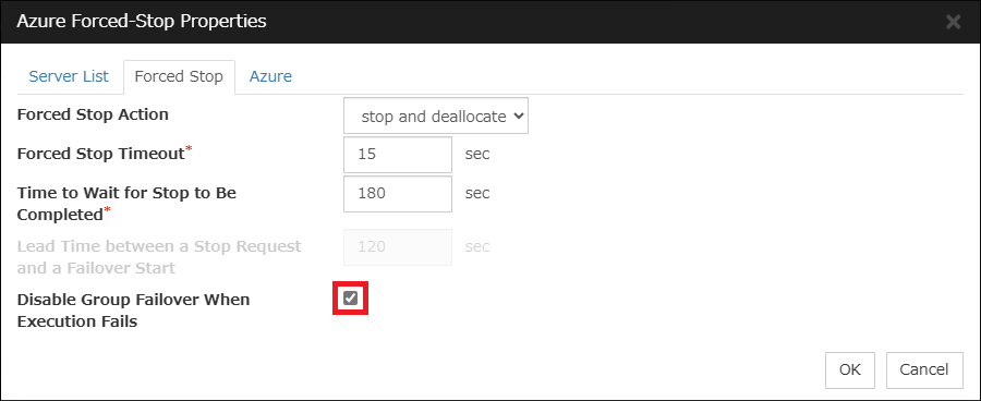 Cluster Properties - Forced Stop Resource 4