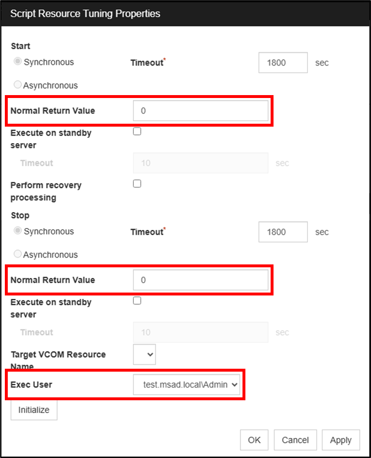 Script Resource Settings