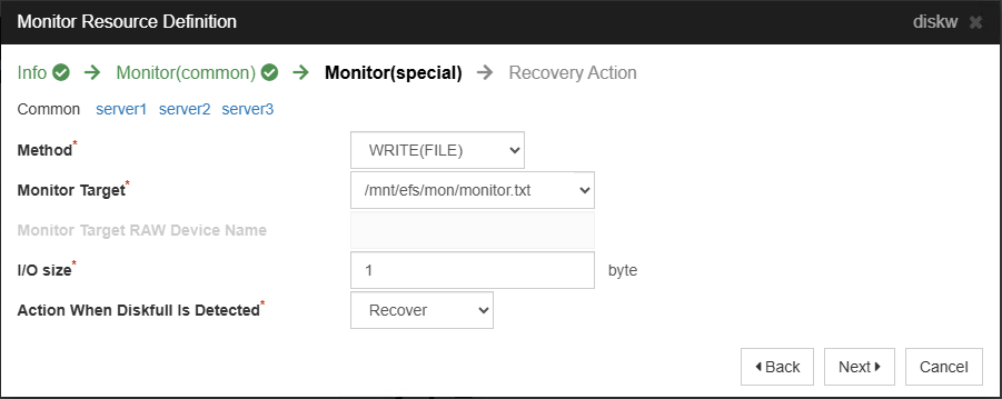 Disk Monitor Resource Definition - Common