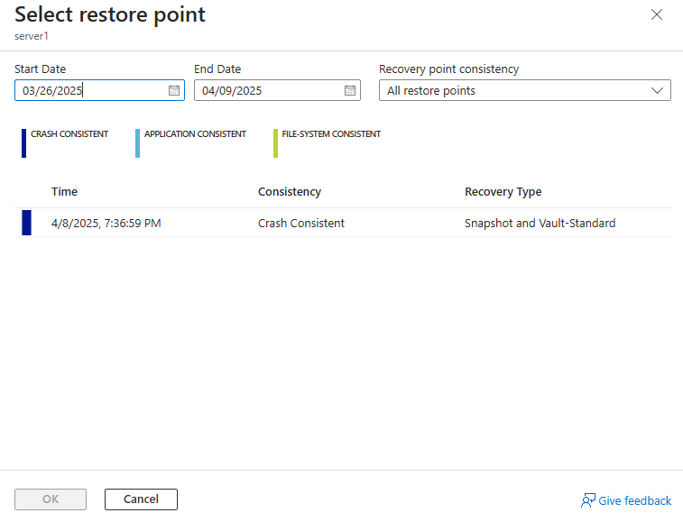 Select restore point