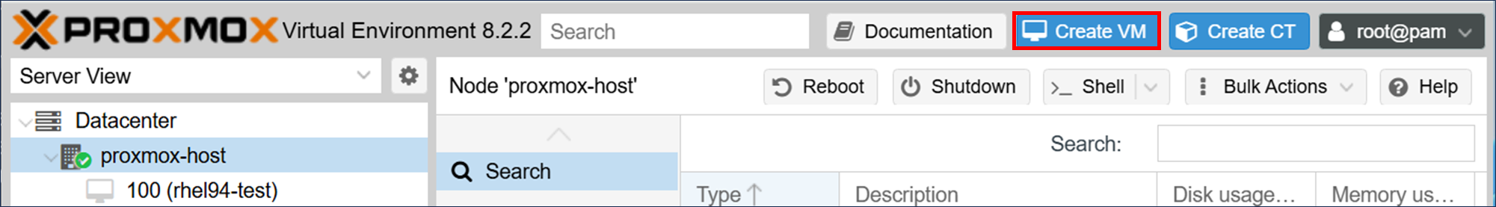 Proxmox Web Interface 1