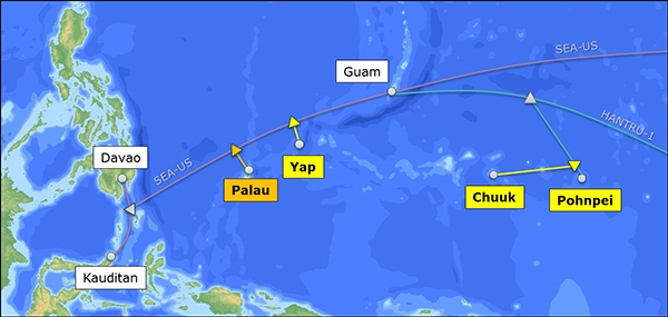 Cable Map for Palau, Yap and Chuuk