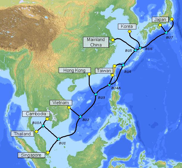 SJC2 submarine cable route