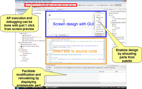 The Web page editor makes page design easier.