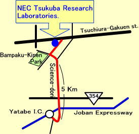 Area map of Tsukuba Research Laboratories for car