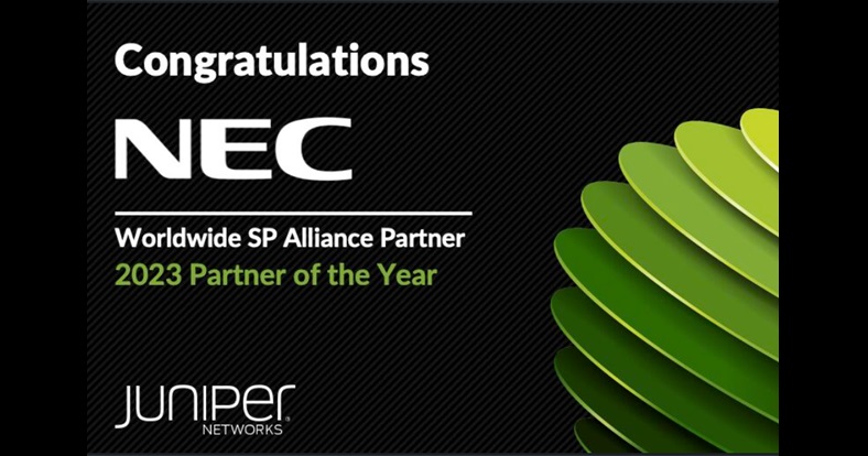 NEC Secures Fifth Consecutive Worldwide Partner of the Year Award from Juniper Network