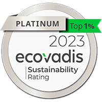 The logo of ecoVadis Sustainability Rating 2023 PLATINUM