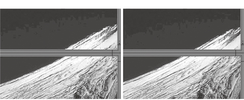 Comparison between TILE COMP OFF (Left)/ON (Right)