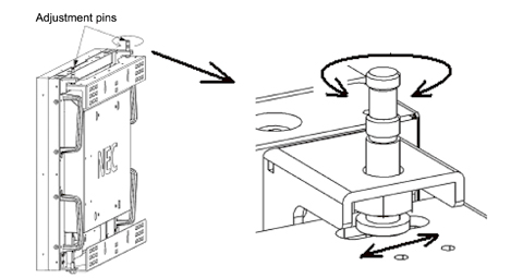 Adjustment pins (Up/Down adjustment and Left/Right sliding).