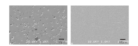 Photomicrographs of polished surfaces: Sintered SiC (Left) and NTSIC (Right).